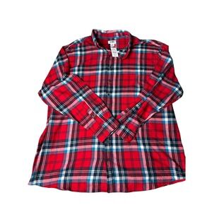 HB Flannel Shirt DXL Red Plaid Long Sleeve‎ Button Up Casual 3XLT
